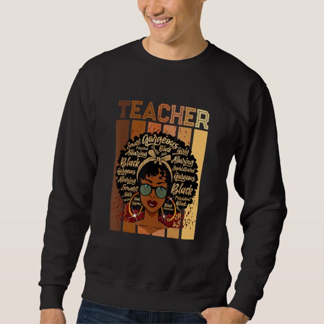 Black Smart Teacher Afro Love Melanin African Amer Lång Ärmad Tröja (Framsida)