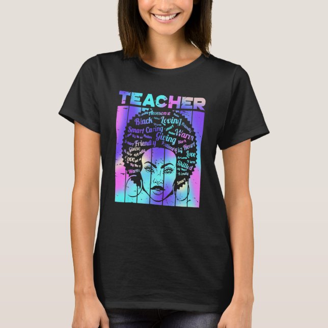Black Smart Teacher Afro Love Melanin African Amer T Shirt (Framsida)