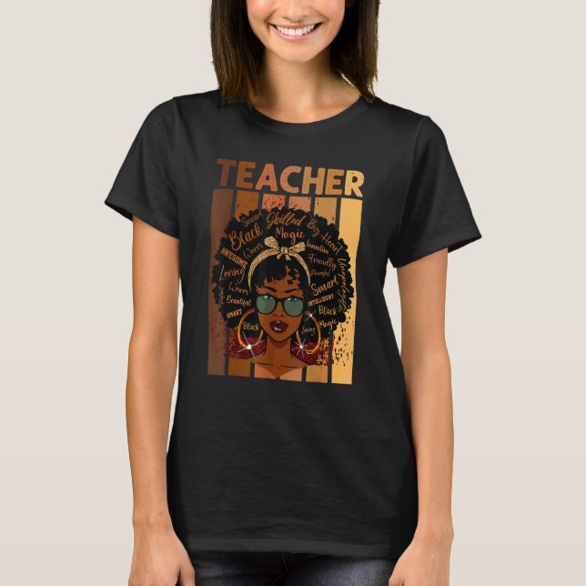 Black Smart Teacher Afro Love Melanin African Amer T Shirt (Framsida)