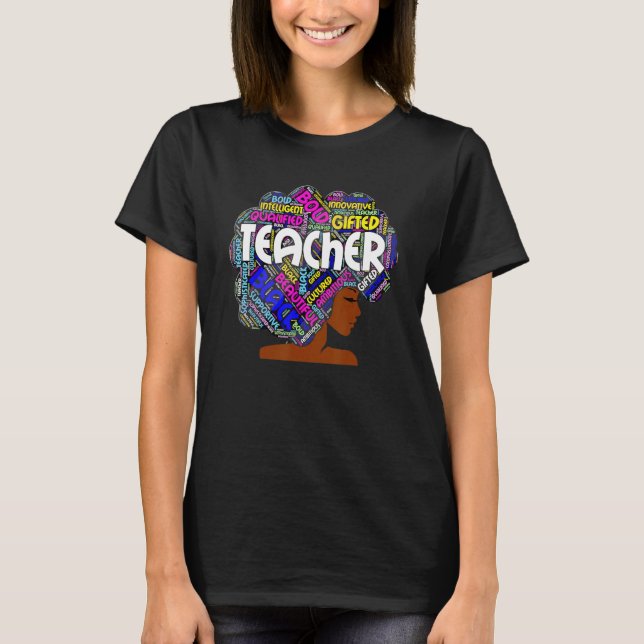Black Smart Teacher Afro Love Melanin African Amer T Shirt (Framsida)
