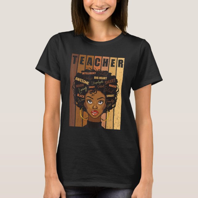 Black Smart Teacher Afro Love Melanin African Amer T Shirt (Framsida)