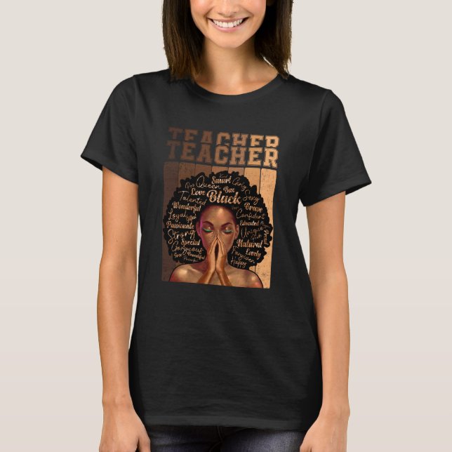 Black Smart Teacher Afro Love Melanin African Amer T Shirt (Framsida)