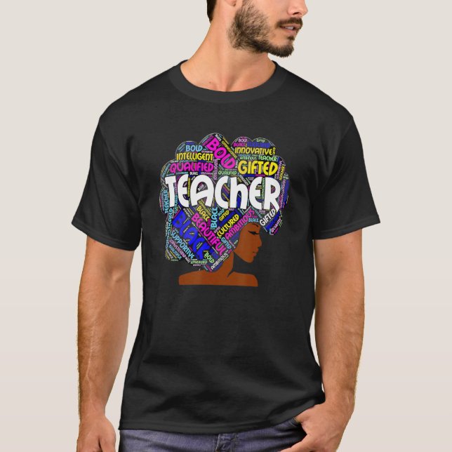 Black Smart Teacher Afro Love Melanin African Amer T Shirt (Framsida)