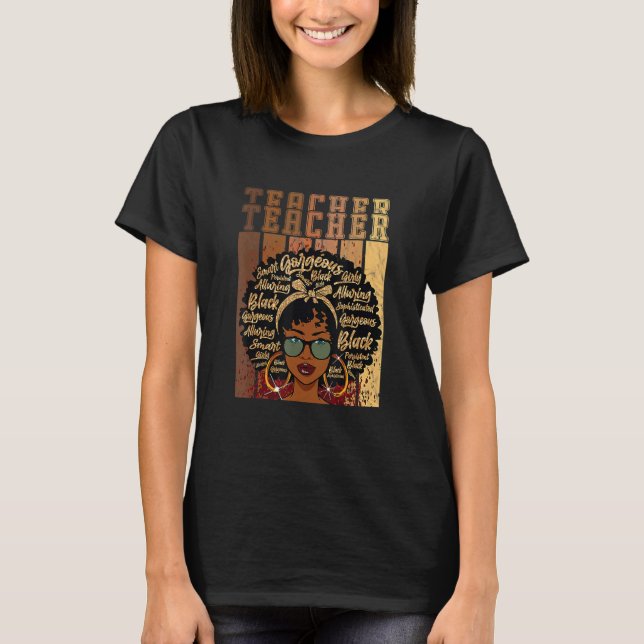 Black Smart Teacher Afro Love Melanin African Amer T Shirt (Framsida)