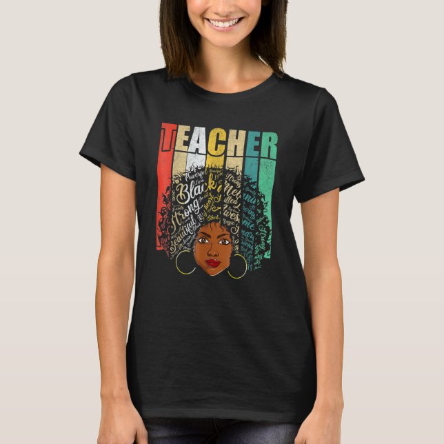 Black Smart Teacher Afro Love Melanin African Amer T Shirt (Framsida)