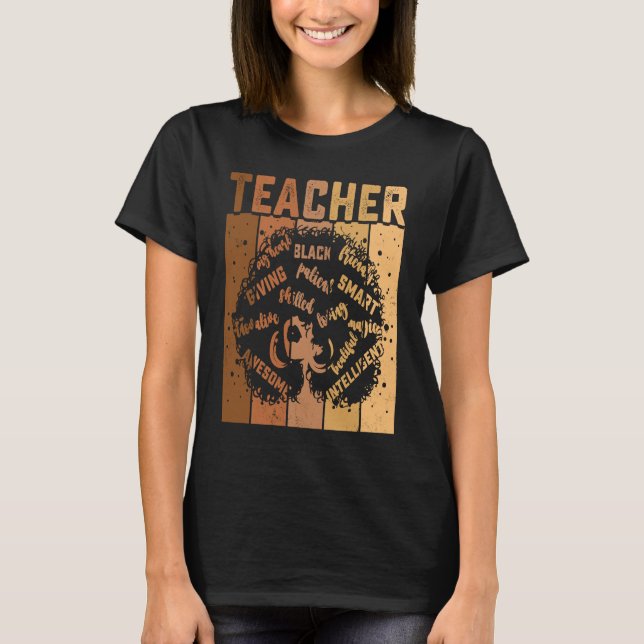 Black Smart Teacher Afro Love Melanin African Amer T Shirt (Framsida)