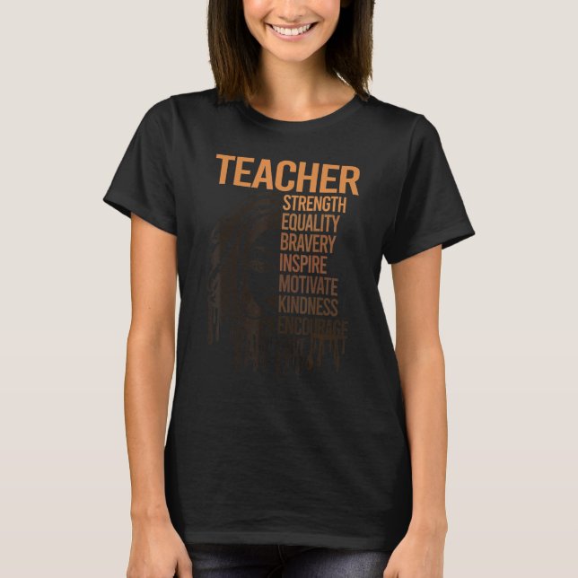 Black Smart Teacher Afro Love Melanin African Amer T Shirt (Framsida)
