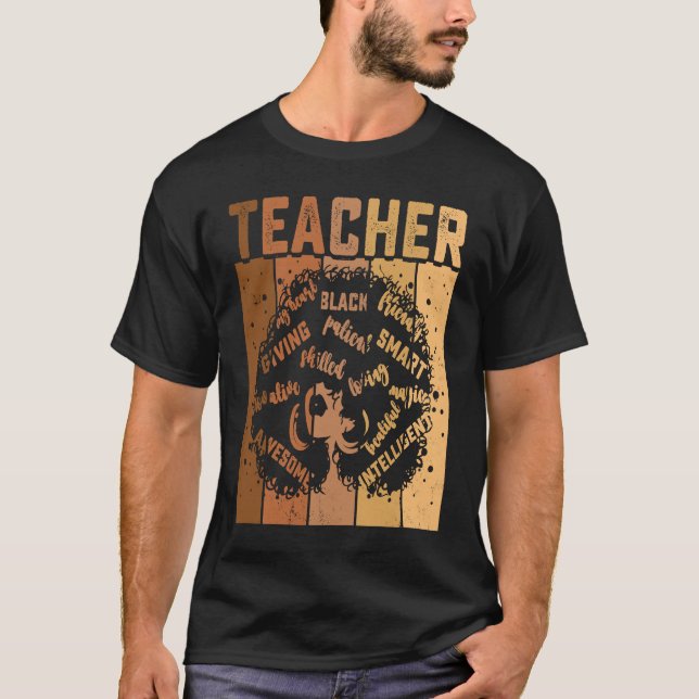 Black Smart Teacher Afro Love Melanin African Amer T Shirt (Framsida)