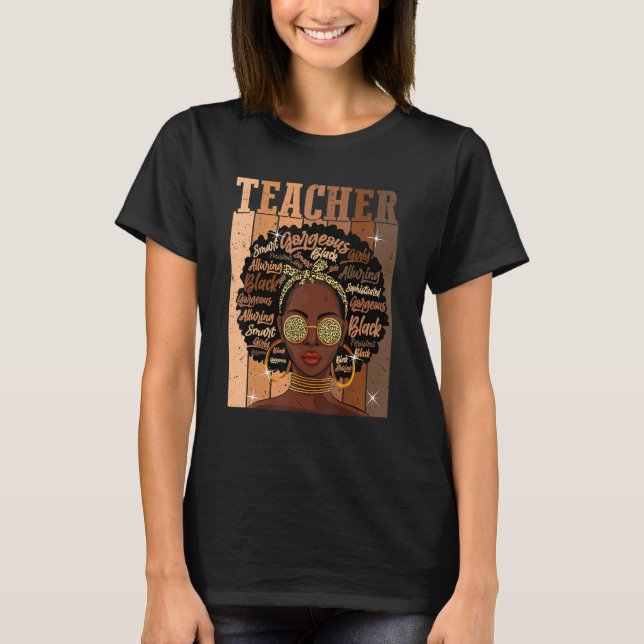 Black Smart Teacher Afro Love Melanin African Amer T Shirt (Framsida)