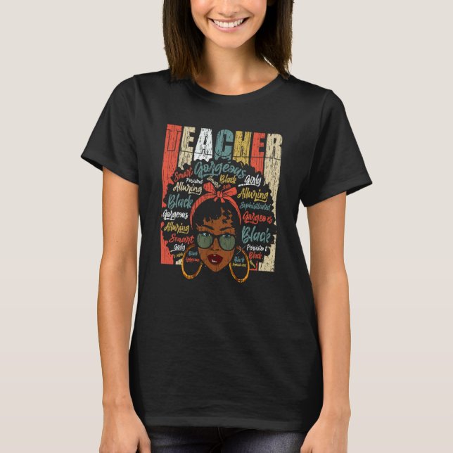 Black Smart Teacher Afro Love Melanin African Amer T Shirt (Framsida)
