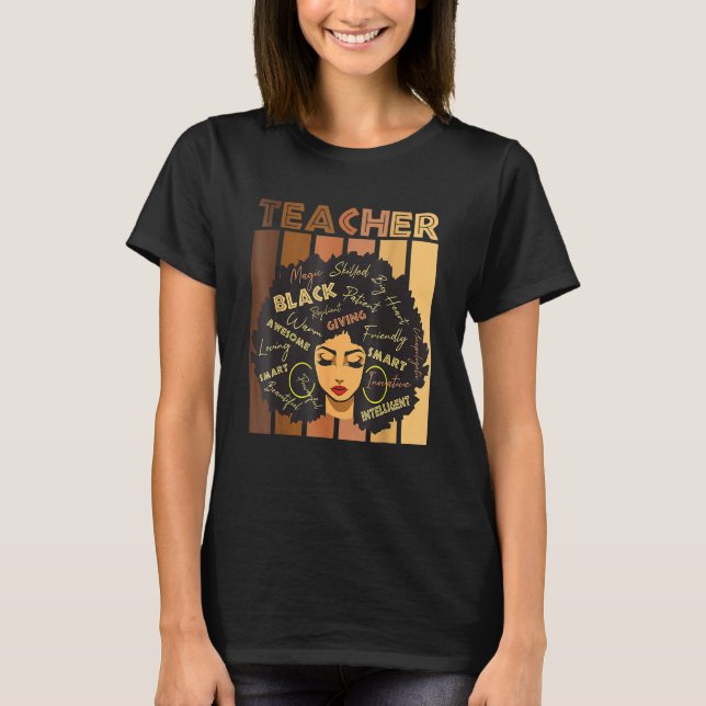 Black Smart Teacher Afro Love Melanin African Amer T Shirt (Framsida)