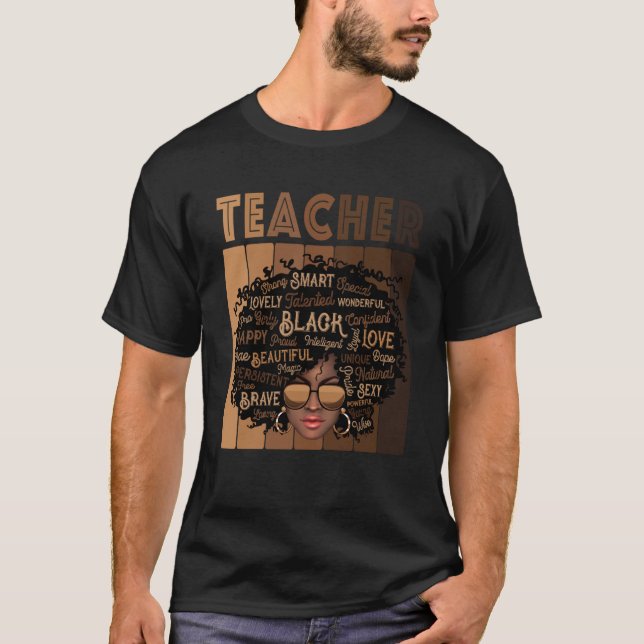Black Smart Teacher Afro Love Melanin African Amer T Shirt (Framsida)
