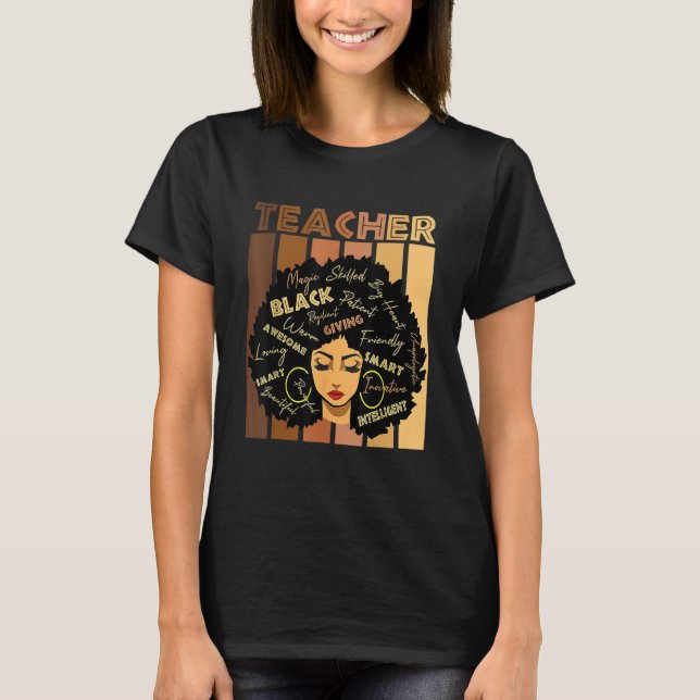 Black Smart Teacher Afro Love Melanin African Amer T Shirt (Framsida)