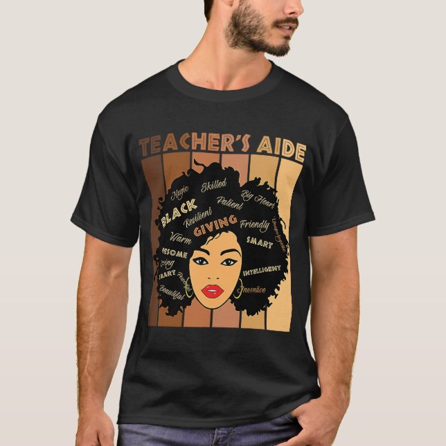 Black Smart Teacheru2019s Aide Afro Diva African A T Shirt (Framsida)