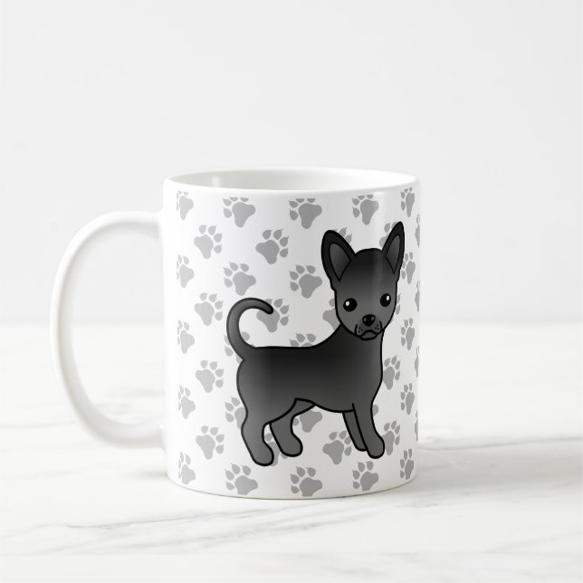 Black Smooth Jackar Chihuahua Tecknad hund & Tassa Kaffemugg (Vänster)