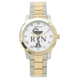 Black Snake Bowl Medical Hygieia White Nurse RN Armbandsur