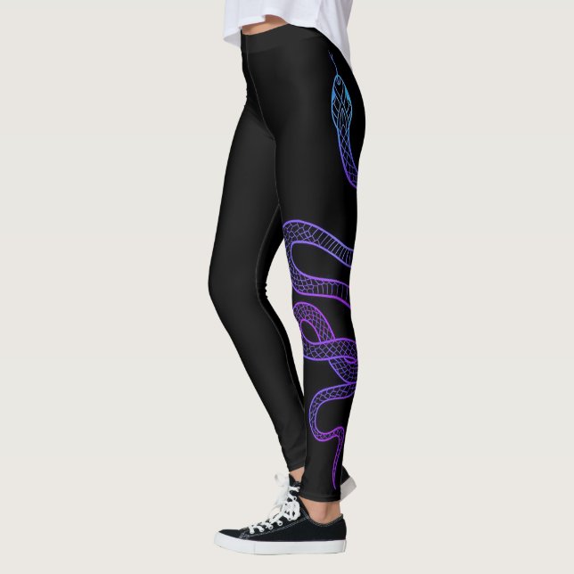 Black Snake Modern Sketch Sport Gym Leggings (Vänster)