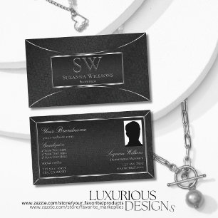 Black Snake Silver Decor med Monogram och Photo Visitkort