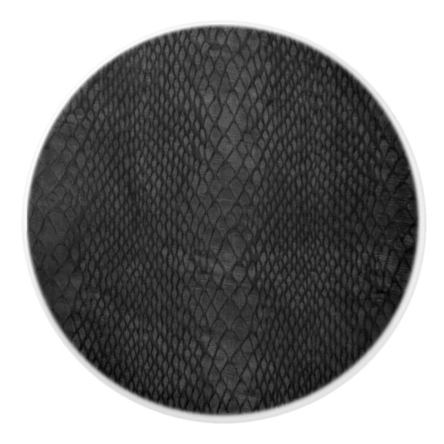 Black Snakeskin Print Ceramic Knob Knopp (Framsidan)