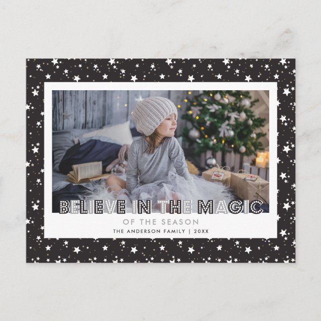 Black Snö Stars Tro Photo Helg Vykort (Framsida)