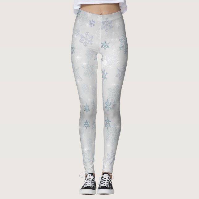 Black Snöflingor Leggings (Framsida)
