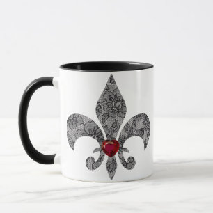 Black Snöre 1 Fleur De Lis Mugg