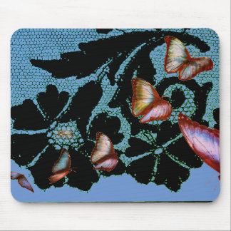 BLACK SNÖRE ANTIQUE MÖNSTER BUTTERFLIES MOUSE PAD MUSMATTA