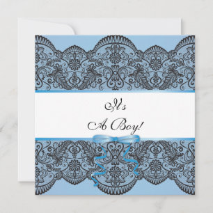 Black Snöre Boy Baby Shower Inbjudningar