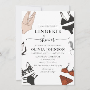 Black Snöre Bra Lingerie Inbjudningskort för möhip