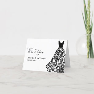 Black Snöre Bröllop Dress Tack Kort