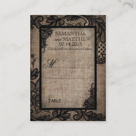 Black Snöre Burlap Modern Goth Bröllop Place Cards Placeringskort