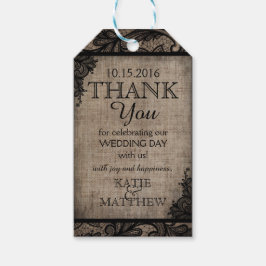 Black Snöre Burlap Modern Goth Tack Märkre Presentetikett