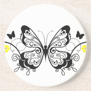Black Snöre Butterflies 10 Underlägg Sandsten