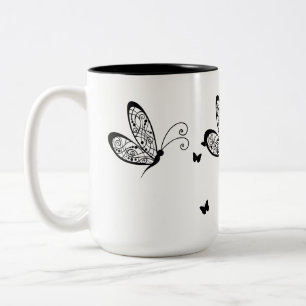 Black Snöre Butterflies 1 Två-Tonad Mugg