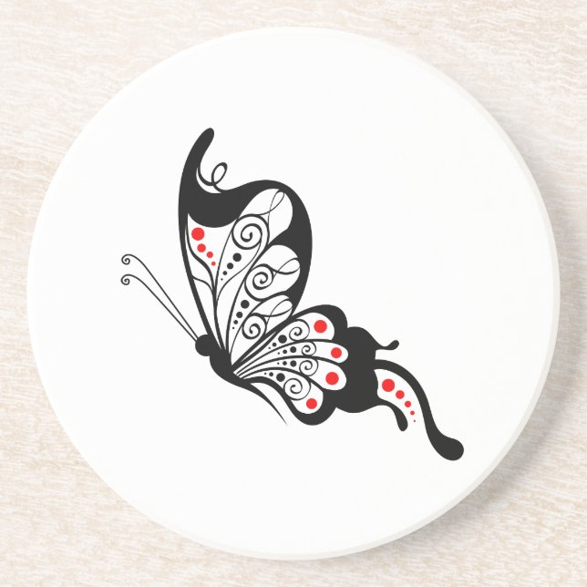 Black Snöre Butterflies 2 Underlägg Sandsten (Framsidan)