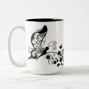 Black Snöre Butterflies 8 Två-Tonad Mugg