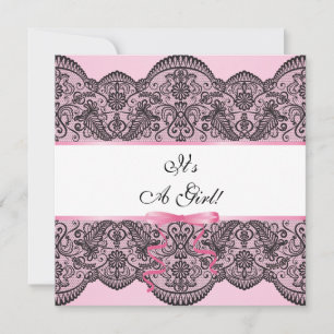 Black Snöre Girl Baby Shower Inbjudningar