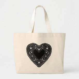 Black Snöre Heart Jumbo Tygkasse