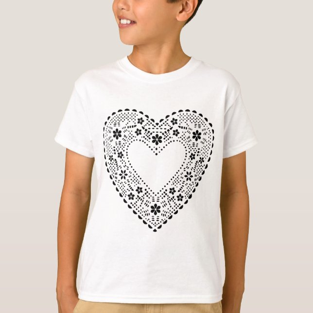 Black Snöre Heart Tee Shirt (Framsida)