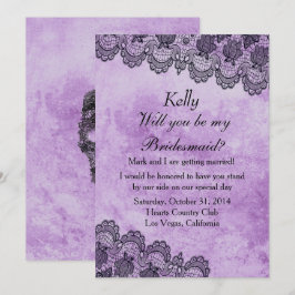 Black Snöre Lila Gothic Bröllop Bridesmaid Inbjudningar