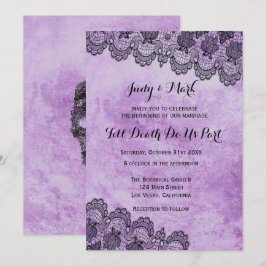Black Snöre Lila Gothic Bröllop Inbjudningar