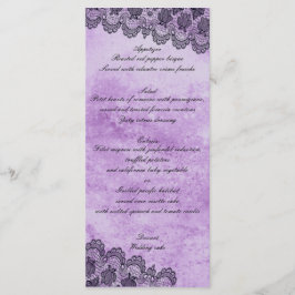 Black Snöre Lila Gothic Bröllop Menu Meny