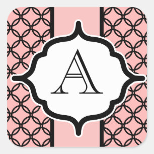 Black Snöre Monogram Stickers Fyrkantigt Klistermärke