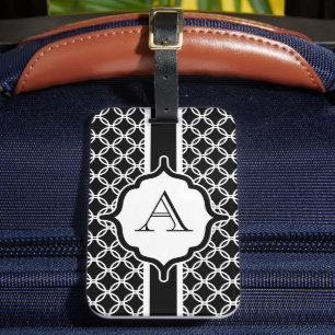 Black Snöre Monogrammed Luggage Tag Bagagebricka
