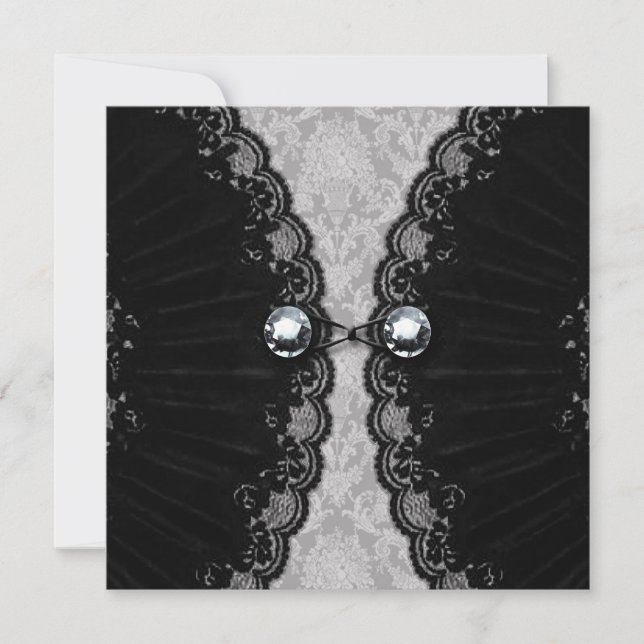 Black Snöre och Diamond Titta runt Bröllop Inbjudningar (Framsida)