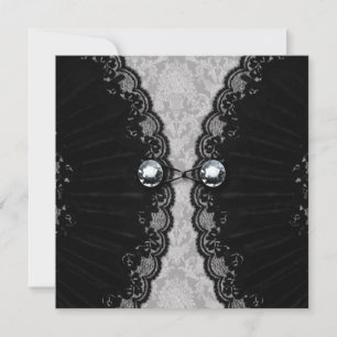 Black Snöre och Diamond Titta runt Bröllop Inbjudningar
