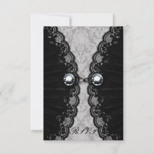 Black Snöre och Diamond Titta runt Bröllop OSA Kort