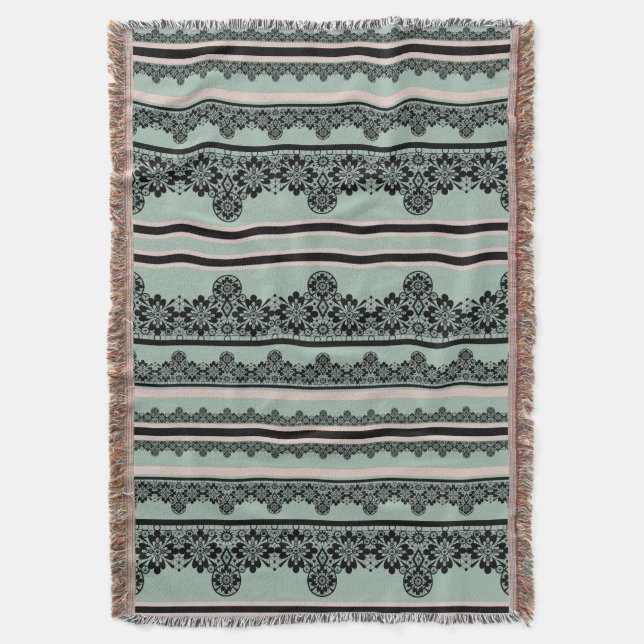 Black snöre, öppningsarbete dekorativ kudde filt (Framsidan Vertikal)