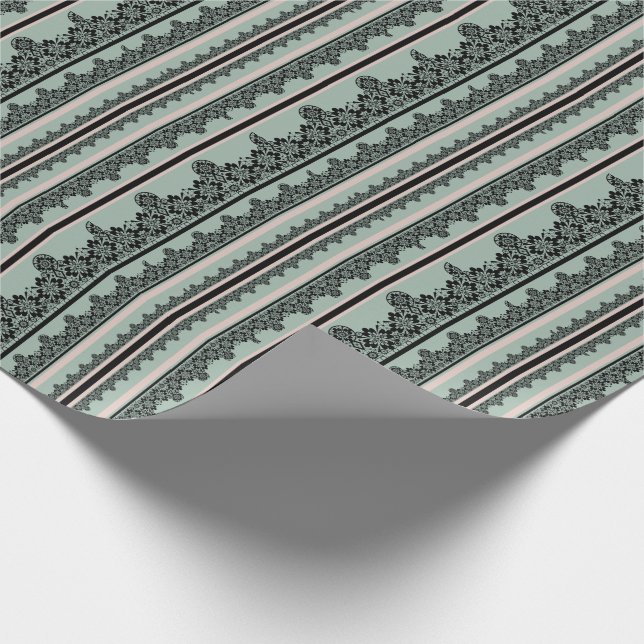 Black snöre, öppningsarbete dekorativ kudde presentpapper (Hörn)