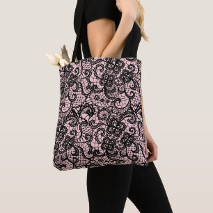 Black Snöre på  Rosa Tote Bag Tygkasse